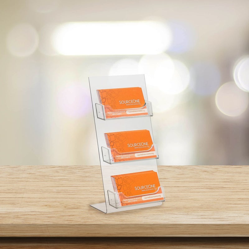 SourceOne Premium Counter Top Business Card Holder/Gift Card Display (1 Pack, 3 Pocket) - Image 3